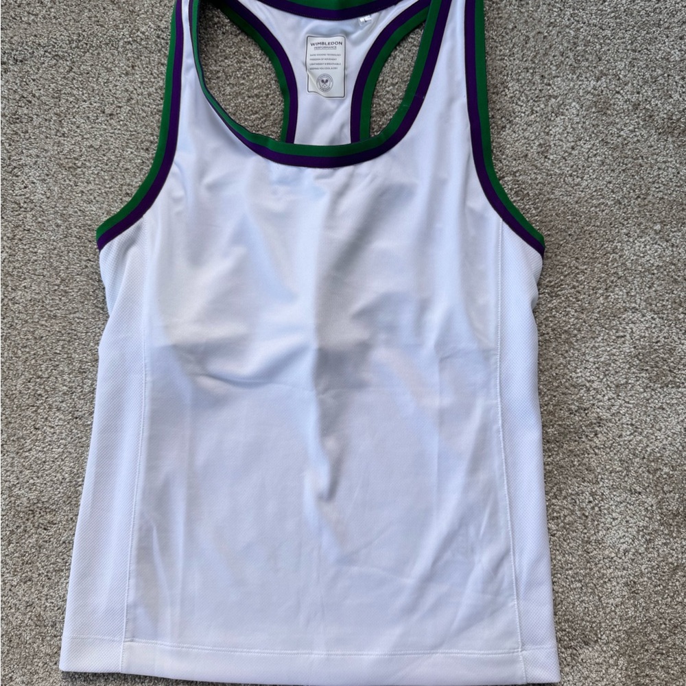 Wimbledon White Sleeveless Fitted Tank Top